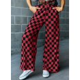 thumbnail image 4 of Pantalones Acelit a cuadros casuales para mujer, primavera verano, rojo, 4 of 5