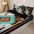 thumbnail image 3 of jejeloiu Bohemian Tribal Zipper Full Size Comforter Sets with Fitted Sheet and 2 Pillowcases,Desert Print Zipper Bedding Set For Boys,Brown Turquoise,Black Reversible,4 Pieces, 3 of 7