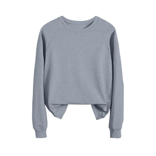 Timegard Hauts pour Femmes Chandails en Molleton Col Rond Manches Longues Couleur Unie Chandail Basique Décontracté Ample Hauts