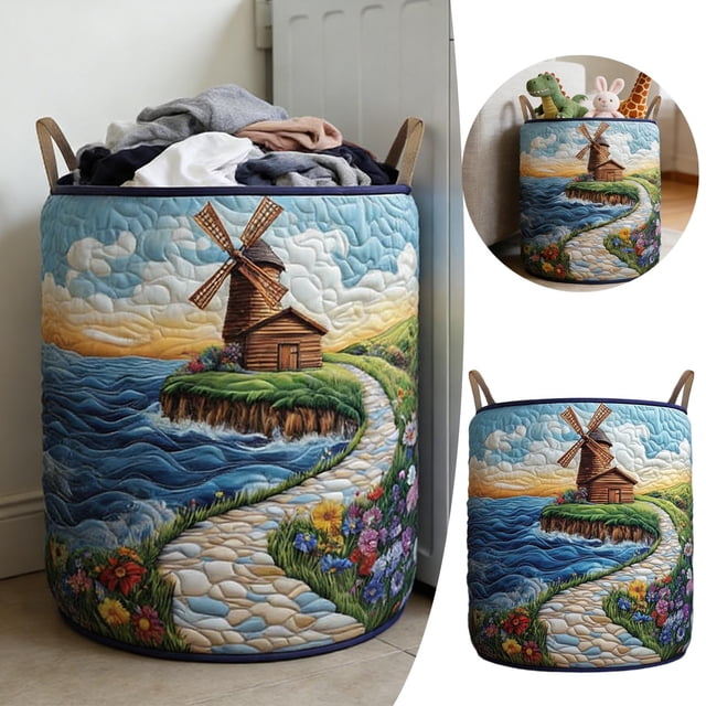 Quilted Fabric Storage Organizer For Home Versatile Laundry Hamper Holds Blankets Books And