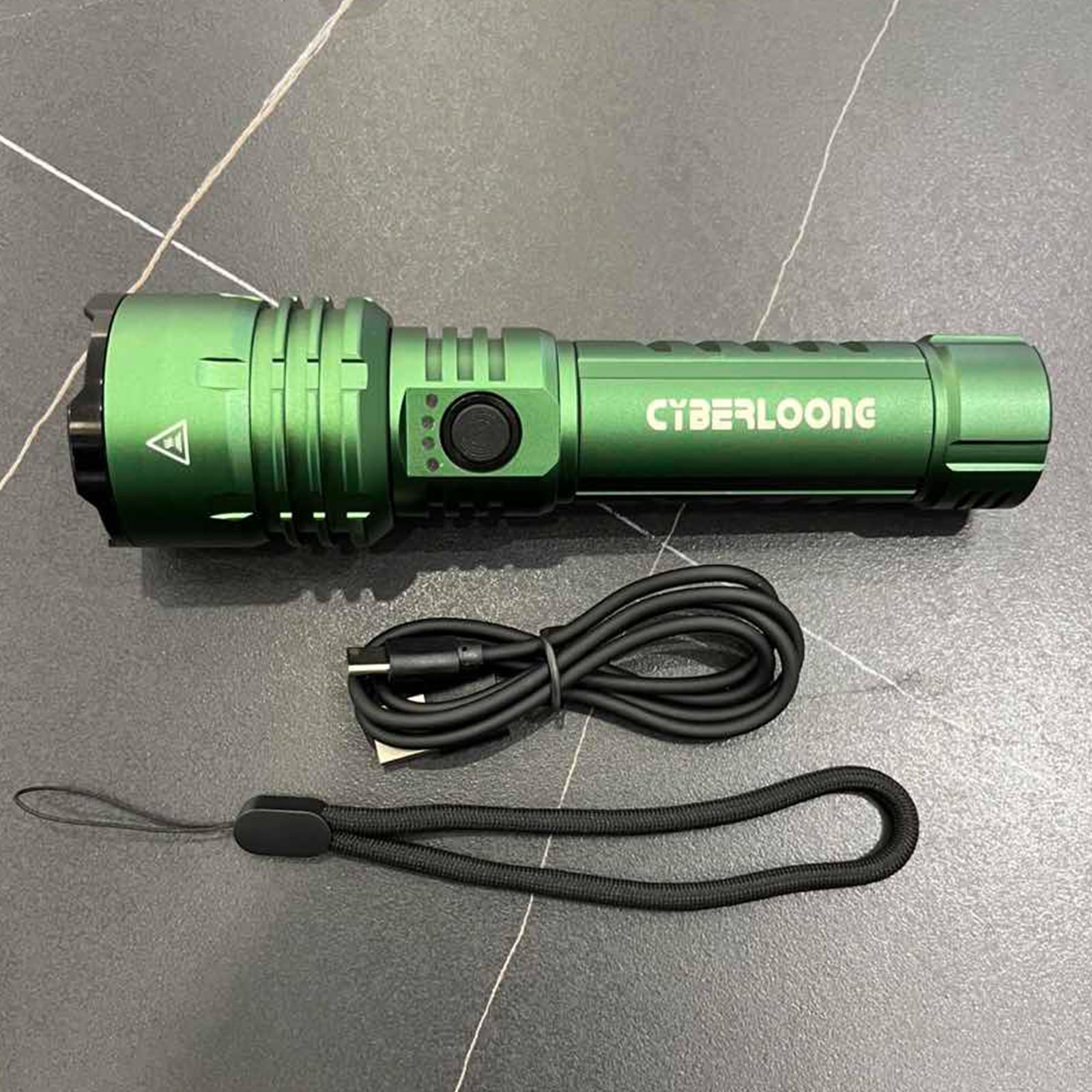 CyberloongDual-Light Source Flashlight with Side Light, 7500mAh Power Bank Function, Type-C Charging, Zoomable, Digital Display, 6-Level Dimming, Outdoor Emergency Warning Light