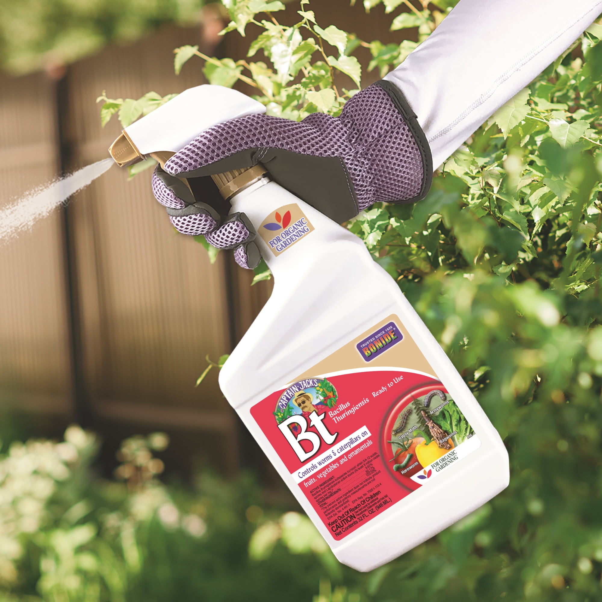 Bonide Bacillus Thuringiensis Insect Killer Spray - Liquid Insecticide - Quart — Residential Use, Standard Application
