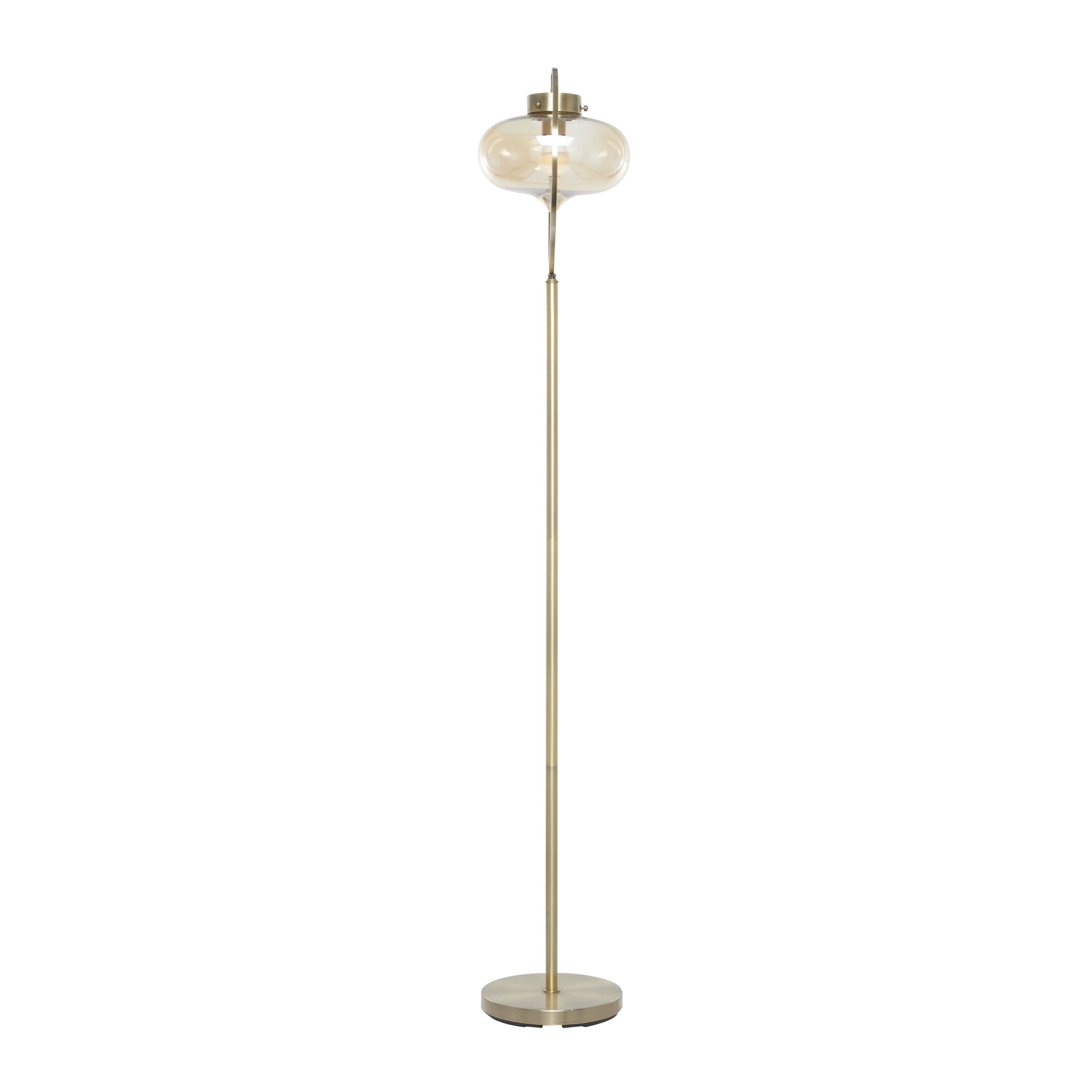 DecMode 65" Gold Floor Lamp with Clear Glass Shade