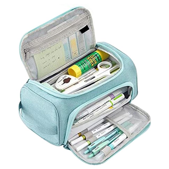 Estuche de gran capacidad para lápices, bolsa de almacenamiento grande, estuche para rotuladores, bolsa de papelería sencilla para viajes