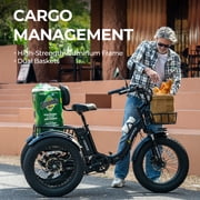 Skeri Electric Tricycle for Adults, 750W(Peak 1350W) Motor, 48V13Ah Battery, 20x4 Folding Fat Tire 3-Wheel Electric Trike, 20MPH, Hydraulic Brakes, Rear Basket & Differential, UL2849