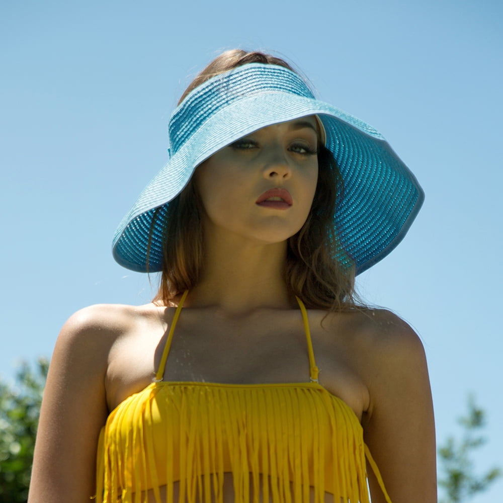Fashion Women's and Girl's roll-up Summer Bow Tie Straw Visor Sun Hat