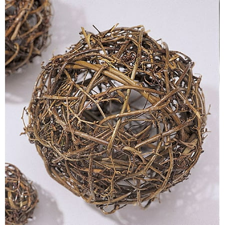 30' Single Natural - Natural Grapevine Topiary Balls 6, 8, 10, 12, 16, 18, 24, 30, 36in. sizes wire frame -- Single 24 inch ball