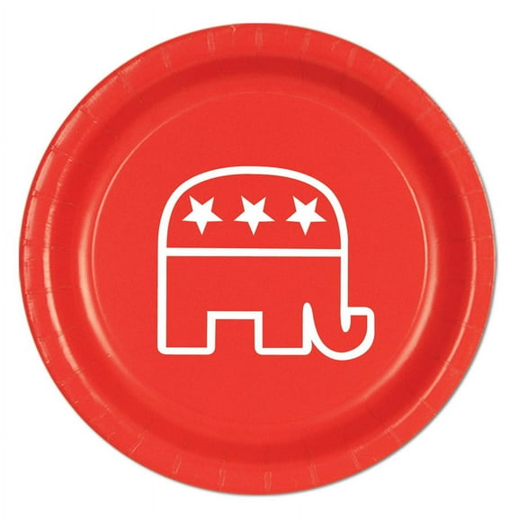 Republican Plates 9"- 12 Pack(8 Per Package) - Red