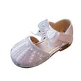 thumbnail image 2 of FLMEI Little Big Girls Dress Shoes Soft Bottom Rhinestone Princess Shoes Summer Student Flats Bowknot Sandals for Toddler Kids, 2 of 9