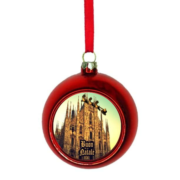 Buon Natale Outdoor Decorations.Santa Klaus And Sleigh Riding Over Duomo Milan Italy Bauble Christmas Ornaments Red Bauble Tree Xmas Balls Walmart Com Walmart Com