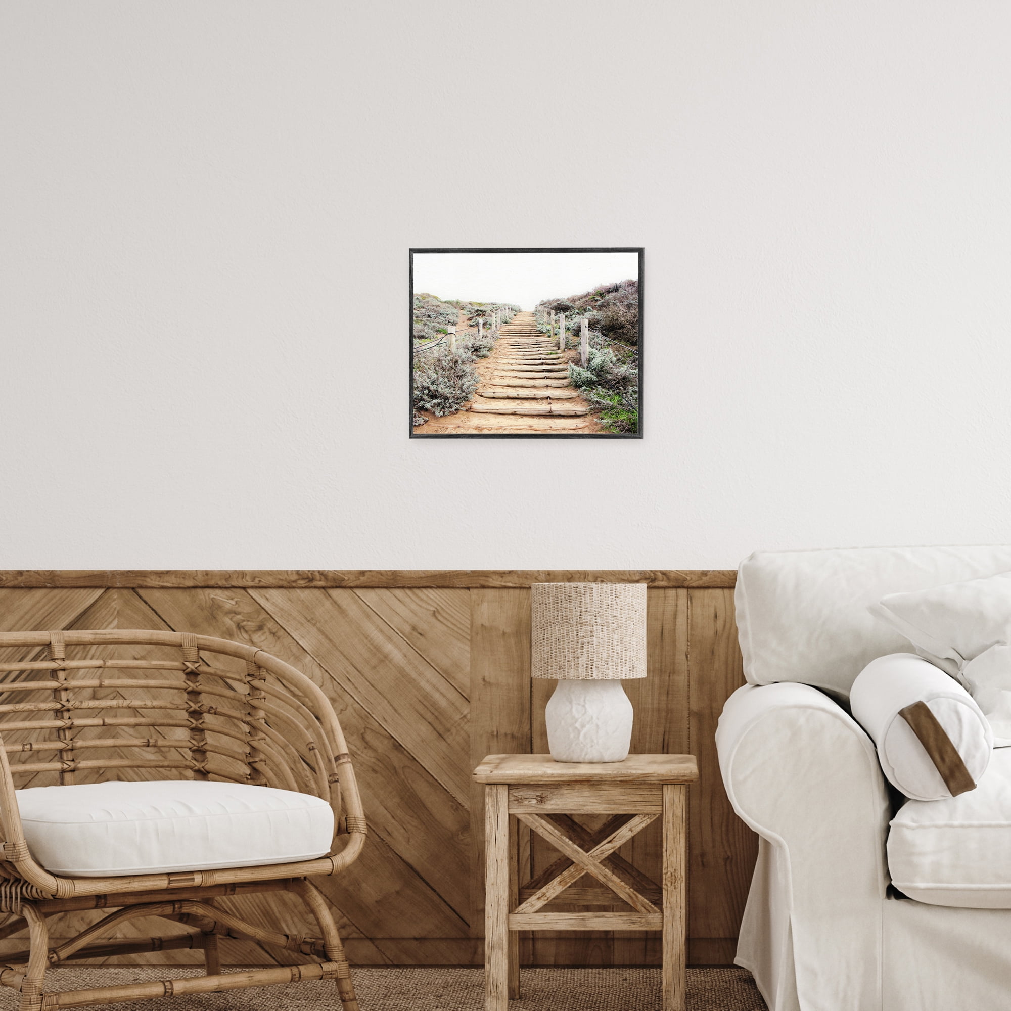 Wooden Stairway to Heaven Gray Framed Giclee Art, design by Leah Noel Art