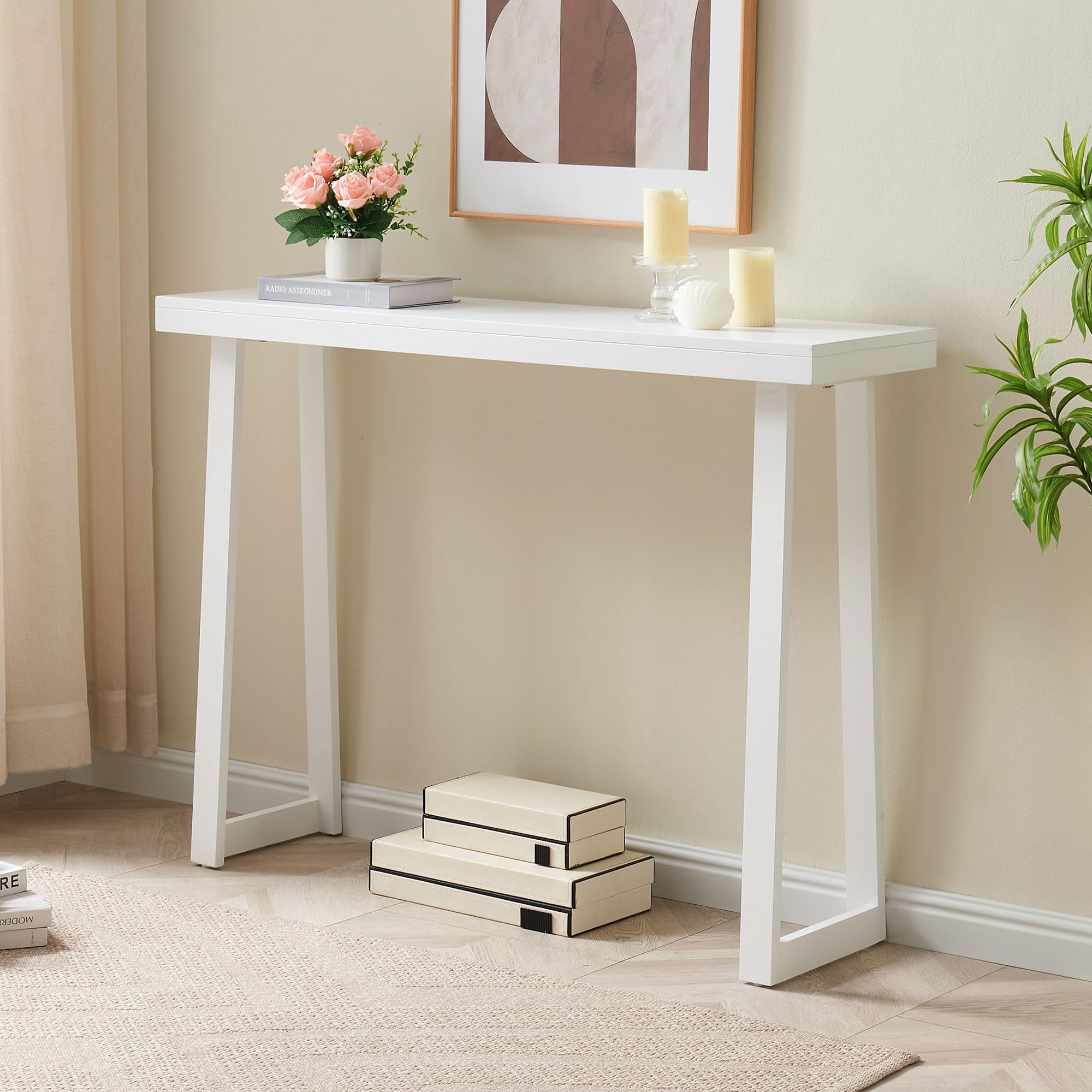Kings Brand Furniture Claude 36-Inch Console Entryway Table, Narrow Sofa Table for Behind Couch, Hallway, Bedroom, Living Room, Foyer, White