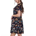 thumbnail image 2 of Lsque Colorful Mushrooms in Doodle Style Print Women's Casual Dress T-Shirt Summer Short Sleeve Scoop Neck Swing Dresses, 2 of 6