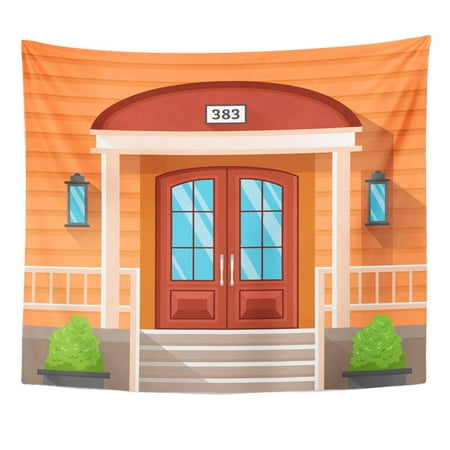 Decorating Ideas For Front Door ZEALGNED Front Door House Decorated by Beige Siding Porch Wall Art Hanging Tapestry Home Decor for Living Room Bedroom Dorm 51x60 inch ()
