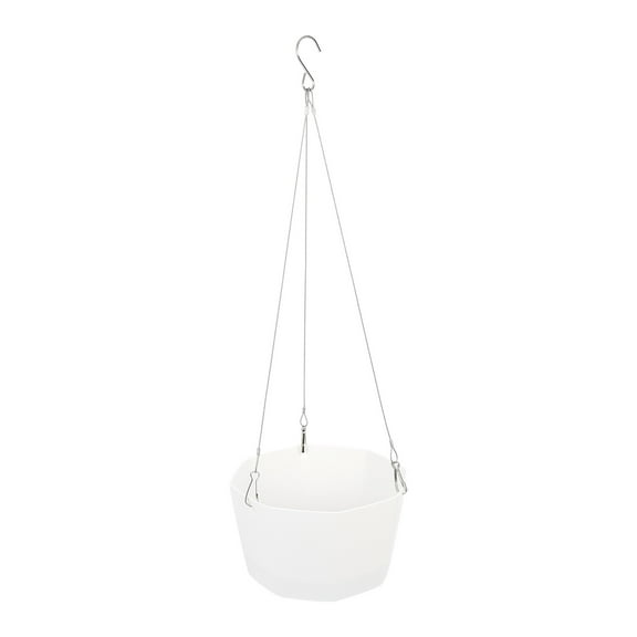 LEORX 1Set Hanging Plant Pot White Plastic Balcony Planter Weather Resistant for Garden Decor