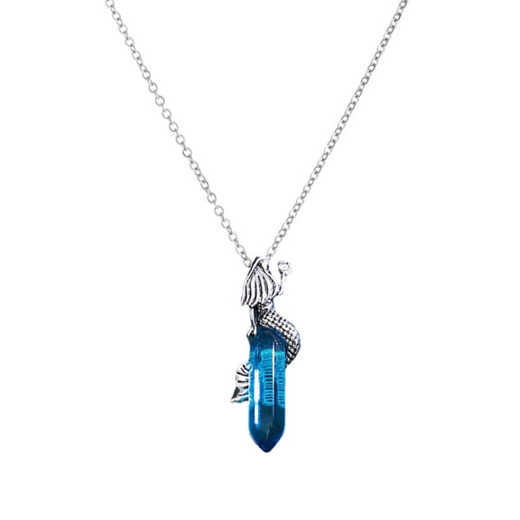 Stylish Mermaids Crystal Pendant Necklace Adjustable Neckchain Versatile Clavicle Chain Fashionable Accessory for Women