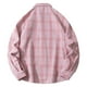 thumbnail image 4 of Blusa y camisa de manga larga con cuello vuelto para hombre, blusa informal a cuadros a la moda con botones y cuello vuelto, blusa de poliéster para hombre, 4 of 4