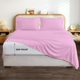 thumbnail image 4 of 500 Thread Count 4 Piece Quality Sheet Set 12 Inch Deep Pocket 100% Egyptian Cotton Color Pink Solid Size California King, 4 of 6