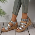 thumbnail image 3 of Dakaela Women's Strappy Wedge Sandals Casual Summer Cork Dressy Platform Shoes Work Walking Sandal, 3 of 8