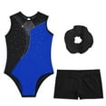 thumbnail image 3 of YONGHS Girls Gymnastics Tumbling Outfits Rhinestone Sleeveless Leotard with Shorts Balelt Dancewear Royal Blue 12, 3 of 7