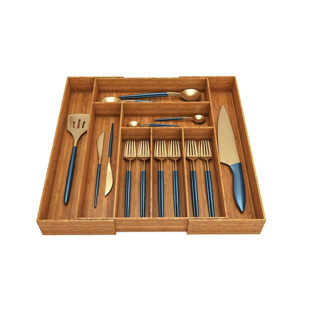 Miko Bamboo Expandable Kitchen Drawer Organizer Multi Purpose Cutlery Tray