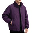 thumbnail image 2 of LODIENY Men Stand Collar Baggy Jacket with Pockets Zip Up Lightweight Long Sleeve Coat Casual Windbreaker Stylish Fall Golf Work Jackets Purple XXXL, 2 of 7