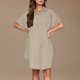 thumbnail image 4 of Mini Falda de Algodón con Pantalones Cortos Botón de Verano Hasta Vestido de Camisa con Cuello, 60% Algodón 40% Lino Mini Vestido, Lavado a Mano Desgaste Casual, 4 of 9