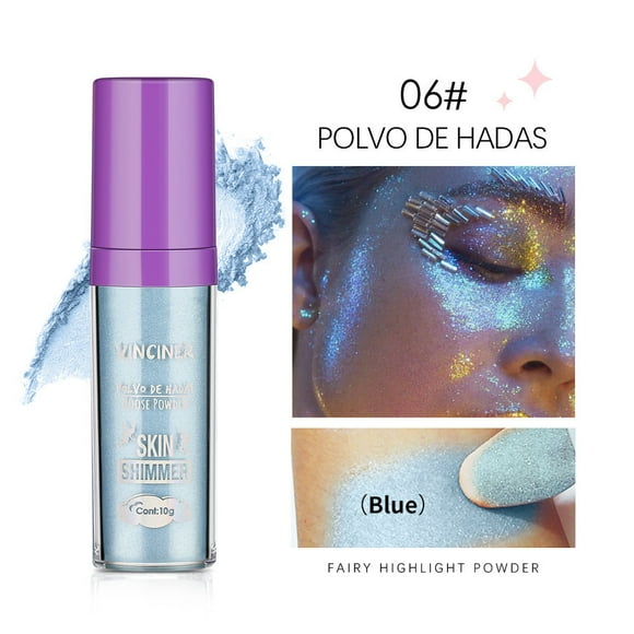 Bilqis Fairy Stick Highlight Powder, Stick Puff Fairy Bomb, Loose Powder Brush Stick Contouring Powder Shimming Powder for Eyes, Face, Body