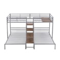 thumbnail image 6 of Kumix Triple Bunk Bed, Metal Twin over Twin and Twin Bunk Bed with Storage Stairs, Full-Length Guardrail, 3 Beds in 1 Bunk Beds for 3 Teens Adults, Noise Free, No Box Spring Needed, Silver, 6 of 7