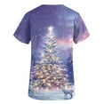 thumbnail image 4 of Feancey Women's Christmas Scrubs Holiday Novelty Print Scrub Tops Nurse Short Sleeve V Neck Working Uniforms Soft Stretch Tunic Tees with Pockets Purple S, 4 of 5