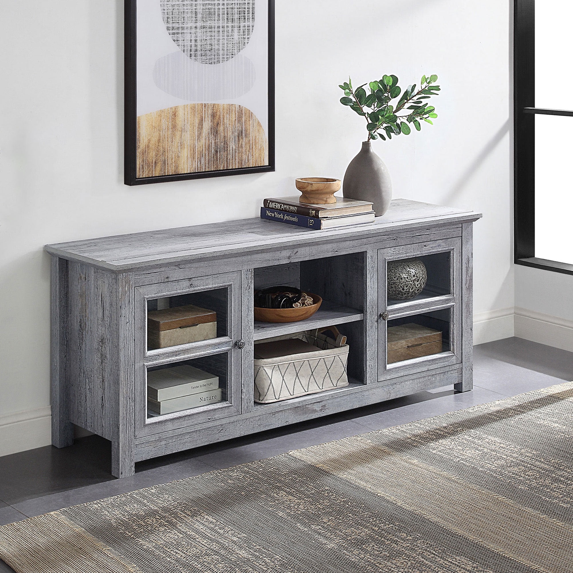 BELLEZE TV Stand Media Entertainment Center Console Kenton (Light
