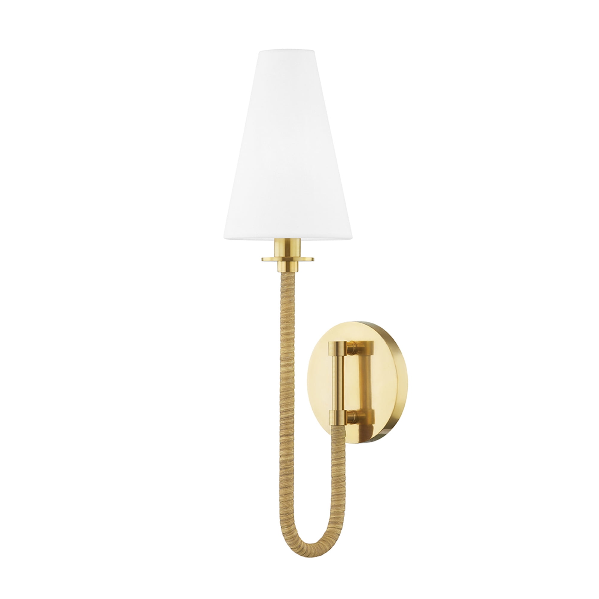Aged Brass & White Belgian Linen 1-Light LED Sconce