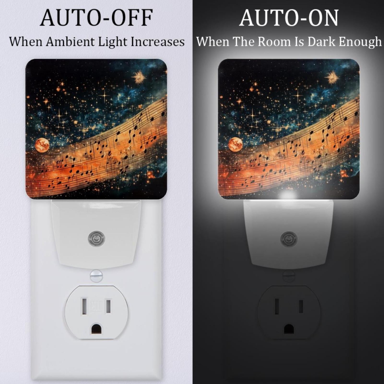 PhooArto Music Melody Galaxy Plug in LED Night Light Auto Sensor Dusk to Dawn Decorative Night for Bedroom, Bathroom, Kitchen, Hallway, Stairs, Baby's Room, Energy Saving