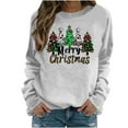 thumbnail image 2 of Uootdi Christmas Long Sleeve Sweatshirt for Women Funny Holiday Xmas Tree Graphic Pullover Gift Top Fashion Merry Holiday Light weight Shirt, 2 of 3