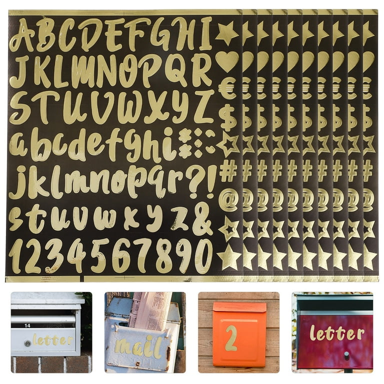 Tofficu 10 Sheets Alphabet Stickers Script Pantry Labels Mailbox Number  Sticker Letter and Number Stickers Addresses Self Adhesive Alphabet Letters