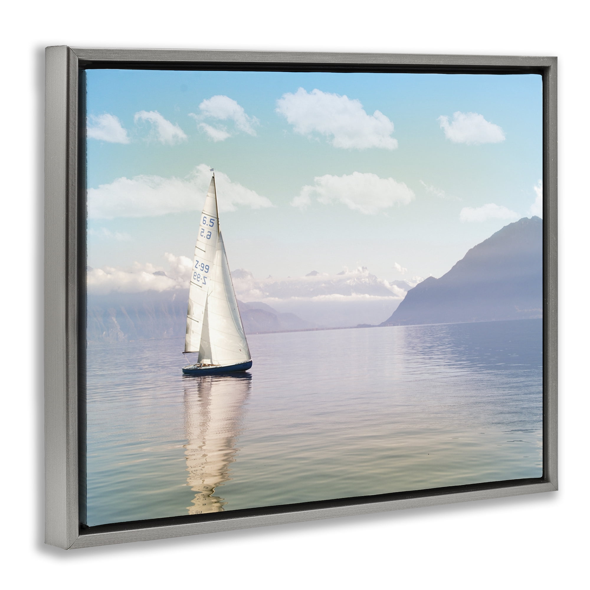 Stupell Industries Ocean Sails Lounging Gray Framed Floater Canvas Wall Art, design by Marcus Prime