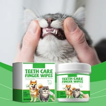 Teeth Care Finger Wipes for Dogs and Cats Easy Dental Hygiene Solution for Pets, Removes Plaque & Freshens Breath, 50 Pieces