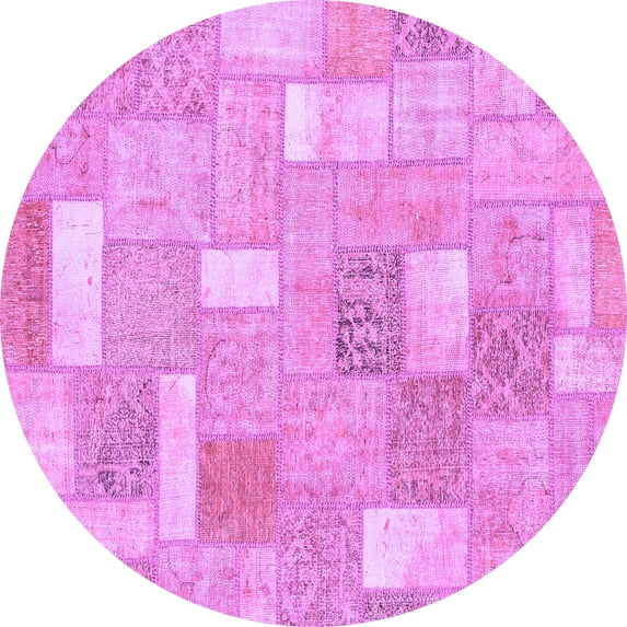 Ahgly Company Indoor Round Patchwork Purple Transitional Area Rugs, 3' Round