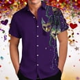 thumbnail image 6 of MELDVDIB Mens Shirts Carnival Printed Loose Summer Tops Button-Up Turn-Down Collar Short Sleeve Beach Shirts with Pocket, 6 of 6