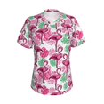 thumbnail image 2 of Uemuo Flamingo Printed Women's Classic V-Neck T-Shirt - Soft, Breathable, Moisture-Wicking, Perfect for Casual, Office, Travel, and Everyday Wear-Small, 2 of 5