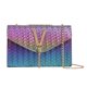 thumbnail image 1 of Bolso de hombro de PU de viaje de color degradado brillante, pequeño y elegante con bolso cruzado con cadena, 1 of 4