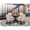 thumbnail image 5 of Boldly Bohemian Dining Table Set Consists of a Kitchen Table anD Linen Fabric Upholstered Chairs with Sturdy Back, Modern Compact Dining Table Set, 5 of 6