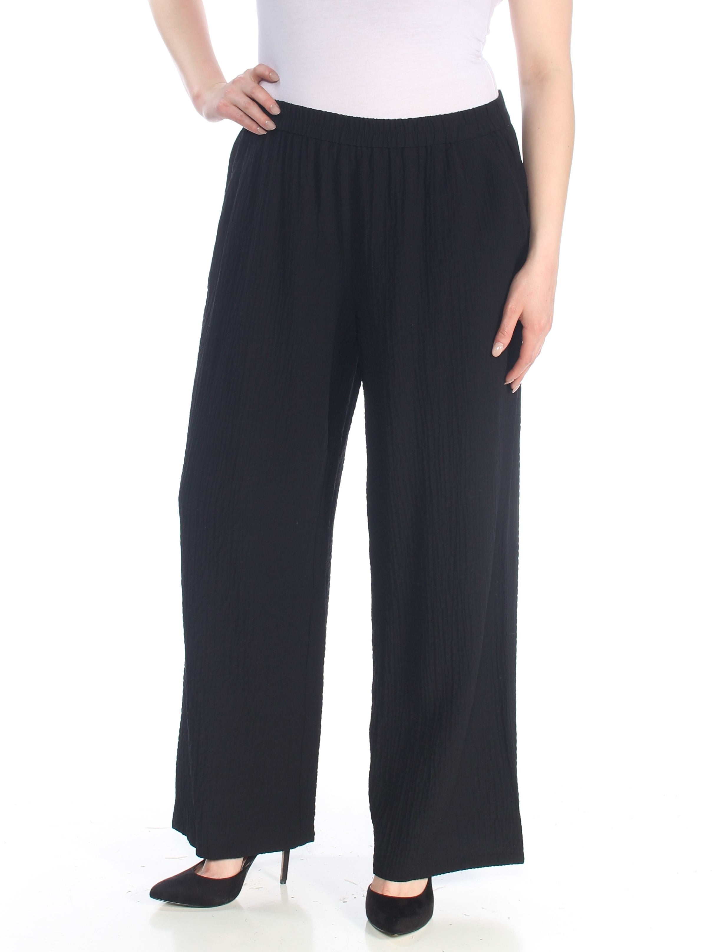 JM Collection - JM COLLECTION Womens Black Pull On Wide Leg Wear To Work Pants Size: XL