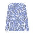 thumbnail image 4 of JUSLIO Tops for Women Relaxed Fit Graphic Shirts Irregular Print Long Sleeve V Neck Shirts Blue S, 4 of 5