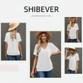 thumbnail image 4 of SHIBEVER Womens Tops Short Sleeve Summer Casual Basic V Neck T Shirts for Women Loose Casual Tees for Ladies Tops for Woman White XL, 4 of 7