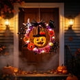 thumbnail image 6 of WWC Halloween Wreath, Orange LED Pumpkin and Witch Wreath, Gothic Halloween Decorations Wreath for Front Door, Indoor Outdoor Party Decor, 6 of 6