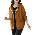 thumbnail image 3 of Women'S Full Zip Up Hoodies Soft Knit Sweaters Drawstring Long Sleeve Casual Trendy Cardigan Yellow One size, 3 of 9