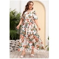thumbnail image 4 of AURA Plus Size High Waist V Neck Printed Maxi Dress Elegant Spring Summer Style, 4 of 10