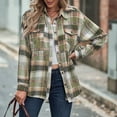 thumbnail image 5 of Huesdet Women's Roll Up Sleeve Button up Shirt Top Long Sleeve Plaid Print Blouse Green,M, 5 of 5