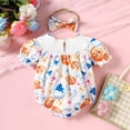 thumbnail image 4 of JIAYUE Baby Girls Jumpsuit O-Neck Short Sleeve Easter Cartoon Prints Romper Newborns Headbands Set Breathable Toddler Kids Bodysuit, 4 of 6